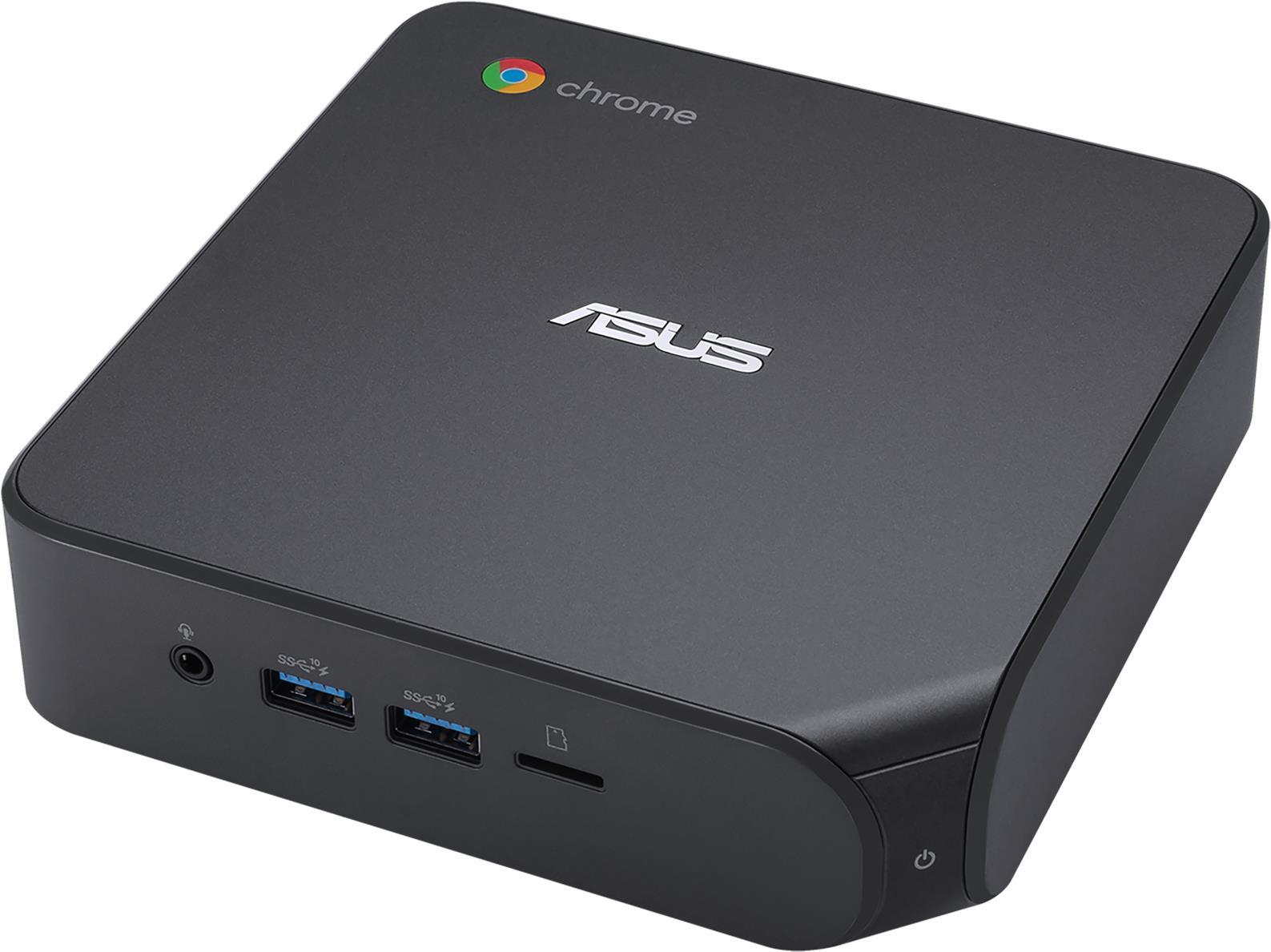 ASUS Chromebox 4 GC004UN - Mini-PC - 1 x Celeron 5205U / 1,9 GHz - RAM 4GB - SSD - eMMC 32GB - UHD Graphics - GigE - WLAN: Bluetooth 5,0, 802,11a/b/g/n/ac/ax - Chrome OS - Monitor: keiner (90MS0252-M00040)