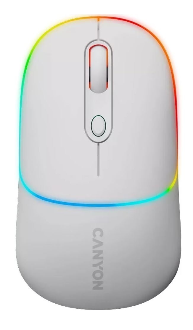 Canyon MW-22 CNS-CMSW22SW Maus – 2 in 1 Bluetooth/2.4?GHz – optisch – 800/1200/1600?DPI – 4 Tasten – RGB-Beleuchtung – wiederaufladbar – Snow White