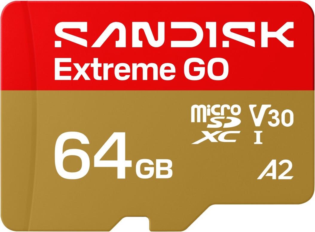 SanDisk microSDXC Extreme GO 64GB (UHS-I, R170MB/s / W80MB/s, 5K) (00226990)
