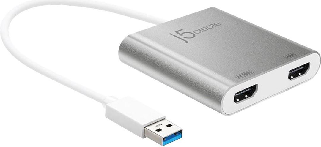 j5create JUA365-N USB-Grafikadapter 2x HDMI 4K Silber