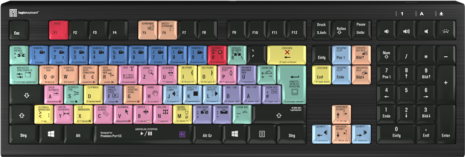 Logickeyboard LKB-PPROCC-A2PC-DE Tastatur USB QWERTZ Deutsch Schwarz (LKB-PPROCC-A2PC-DE)