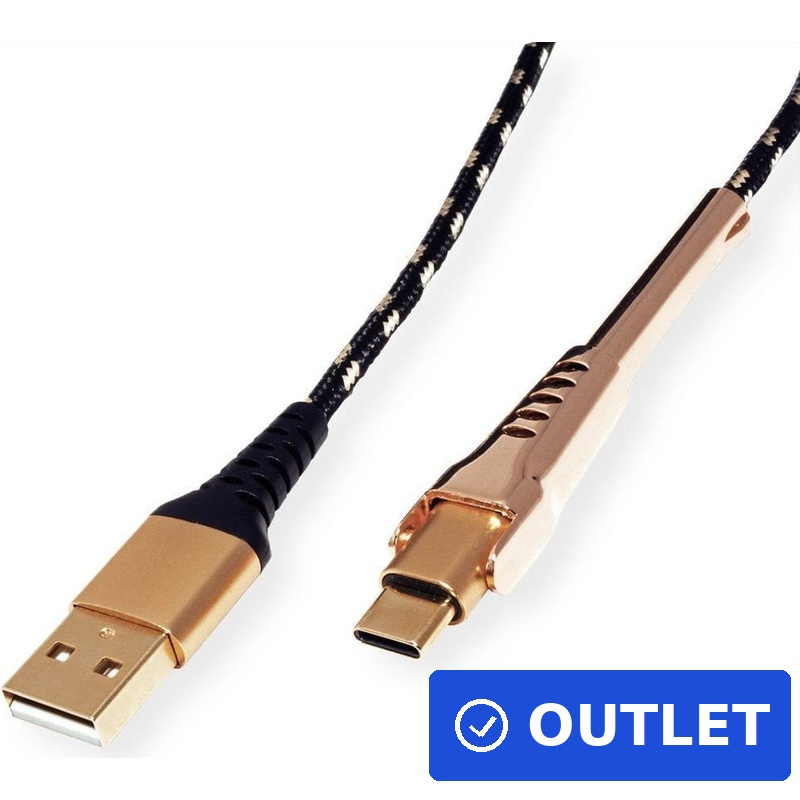 ROLINE 11.02.8920 USB Kabel 1 m USB 2.0 USB A USB C Schwarz - Gold (11.02.8920) (geöffnet)