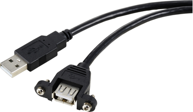 Renkforce USB-Kabel USB 2.0 USB-A Stecker, USB-A Buchse 1.00 m Schwarz für Einbau, schraubbar RF-5720386 (RF-5720386)