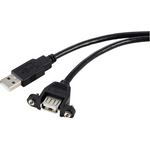 Renkforce USB-Kabel USB 2.0 USB-A Stecker, USB-A Buchse 1.00 m Schwarz für Einbau, schraubbar RF-5720386 (RF-5720386)