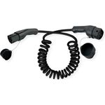 ROLINE E-Auto Ladekabel Typ2, 1-phasig, 250VAC (1P+N+E), 32 A, 7,4 kW, Spiralkabel, 3 m (19.08.0033)