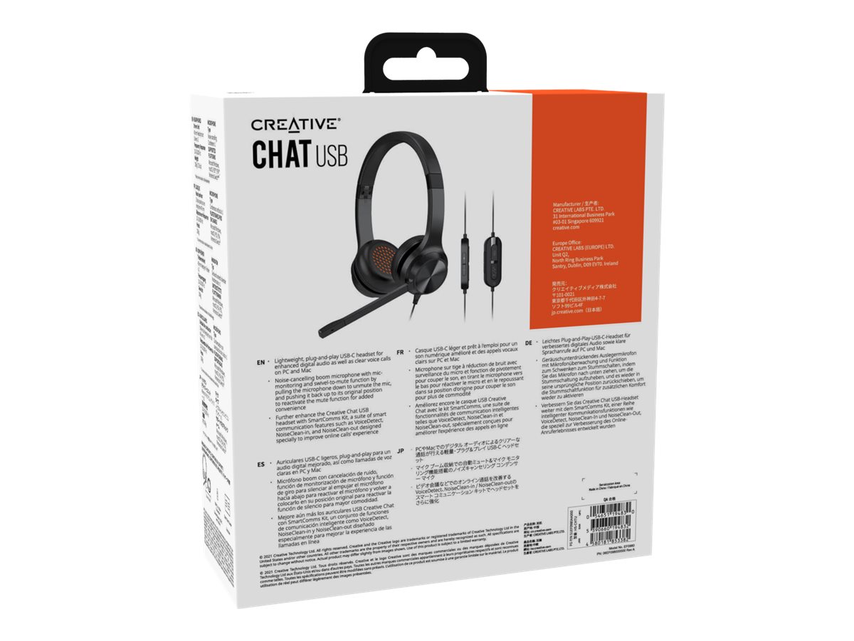 Creative Labs Chat USB On-Ear Headset USB-C Schwarz