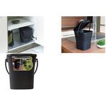 EDA Komposteimer KOMPOST, 6 Liter, anthrazit Eimer mit Deckel und Tragegriff, aus recyceltem Kunststoff, - 1 Stück (013119 R G.ANT)