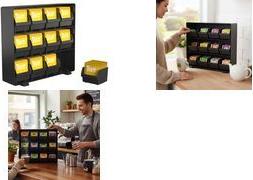 deflecto Teebeutel-Organizer, 12 Schubladen aus Polystyrol, 12 herausnehmbare Schubfächer zum - 1 Stück (DEFTBOC12)