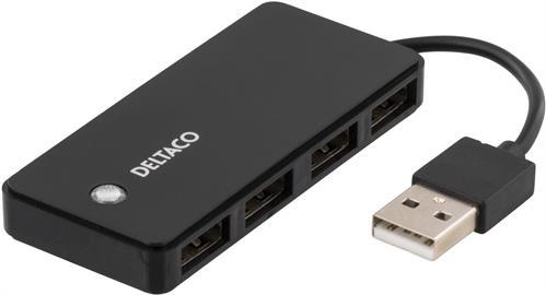 Deltaco UH-480 Schnittstellen-Hub USB 2.0 480 Mbit/s Schwarz (UH-480)