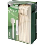 PAPSTAR Papier-Löffel "pure", Länge: 155 mm, weiß, 100er aus lebensmittelechtem Papier, FSC-zertifiziert, stabil, - 1 Stück (88067)