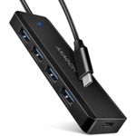 AXAGON HUE-C1C Superspeed USB-C Travel Hub, 4x USB 3.0 - 20cm, schwarz (HUE-C1C)