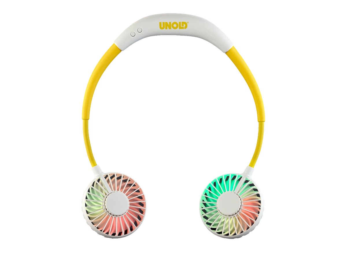 Unold Breezy Nackenventilator 3 Geschwindigkeitsstufen Akku 8 h Weiß/Gelb
