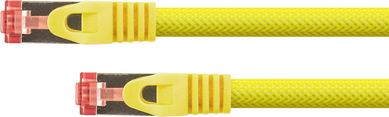 RNS® Patchkabel mit Rastnasenschutz und Nylongeflecht, Cat. 6, S/FTP, PiMF, PVC, 250MHz, OFC, gelb, 15m, PYTHON® Series (8063PY-150Y)