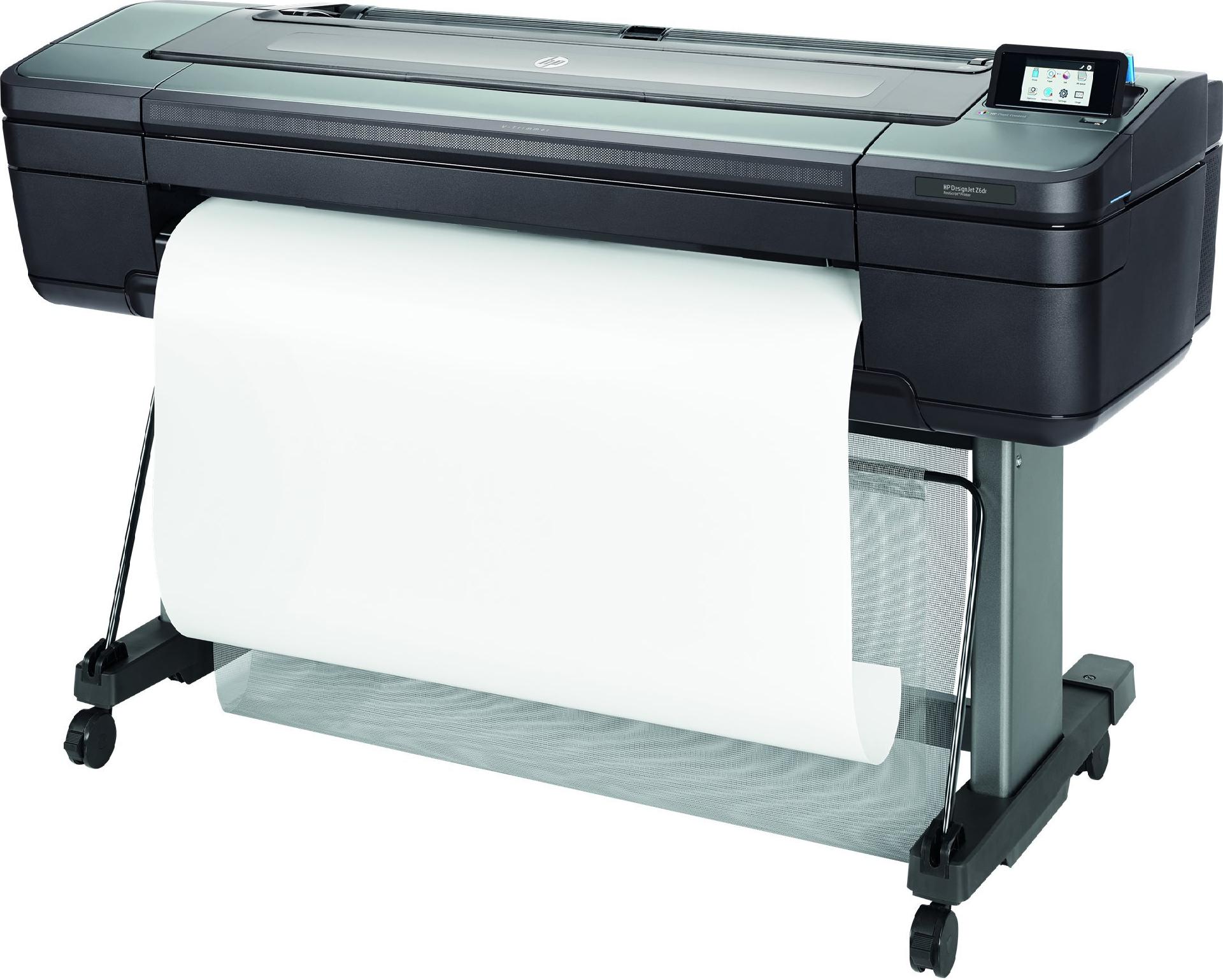 HP DesignJet Z6dr 44" PostScript Großformatdrucker mit V-Trimmer Schwarz, Silber