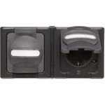 Steckdose 2f anth glz BlueElectric AP horiz Klappd IP44 Komplettgeh (131215003)