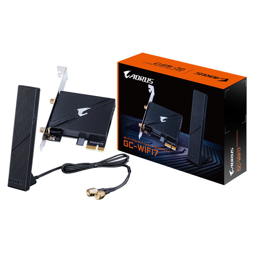 Gigabyte Aorus GC-WIFI7 Netzwerkadapter Wi-Fi 7 Bluetooth 5.3 5800 Mbit/s PCI Express x1 Schwarz