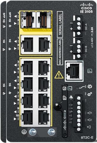 Cisco Catalyst IE3105 Managed L2 Gigabit Ethernet (10/100/1000) Schwarz (IE-3105-8T2C-E)