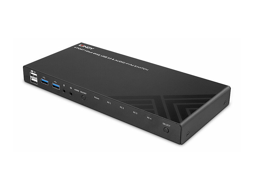 Lindy KVM-Switch HDMI 4K60 USB 3.0 Audio 4 Port Schwarz