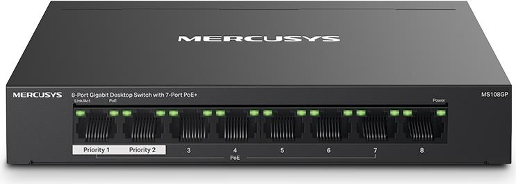 Mercusys MS108GP Netzwerk-Switch Managed Gigabit Ethernet (10/100/1000) Power over Ethernet (PoE) Schwarz (MS108GP)