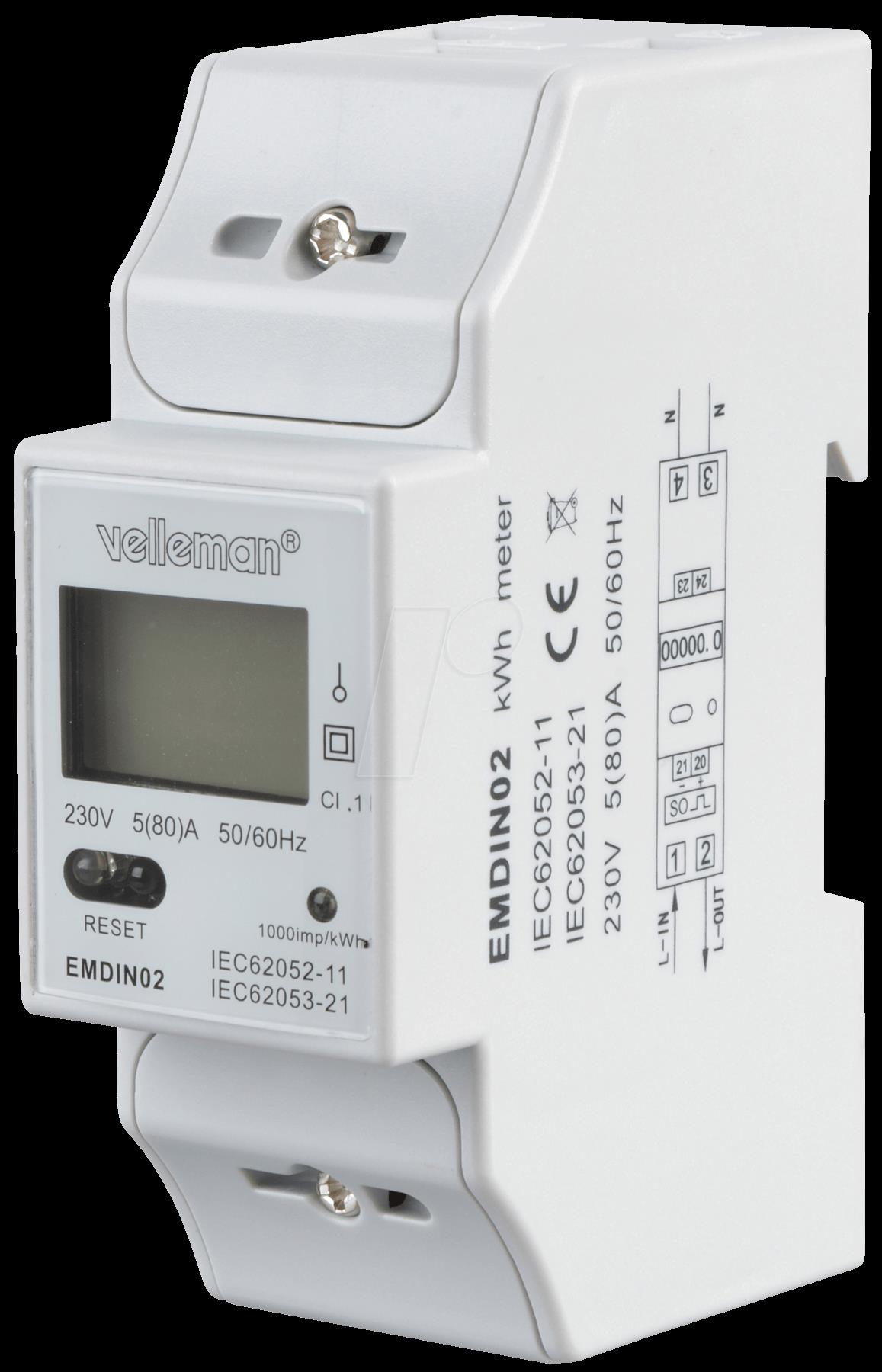 VE EMDIN02 - Energiezähler 1-phasig LCD Display (EMDIN02)