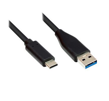 Good Connections Anschlusskabel USB 3.0, USB-C™ Stecker an USB 3.0 A Stecker, CU, schwarz, 5m (GC-M0130)