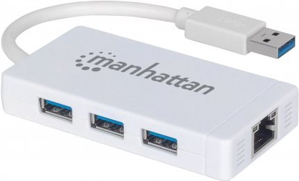 Manhattan 3-Port USB 3.0 Hub with Gigabit Ethernet Adapter (507578)