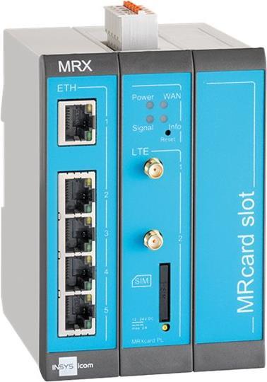 INSYS icom MRX3 LTE modularer LTE-Router VPN LTE/HSPA/UMTS/EDGE/GPRS 5xEthernet 10/100BT 2xdig.Ein MRcard-Slots 1xfrei (10023438)