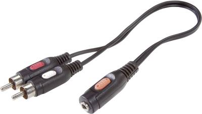 SpeaKa Professional Cinch / Klinke Audio Anschlusskabel [2x Cinch-Stecker - 1x Klinkenbuchse 3.5 mm] 1.50 m Schwarz (SP-7870256)