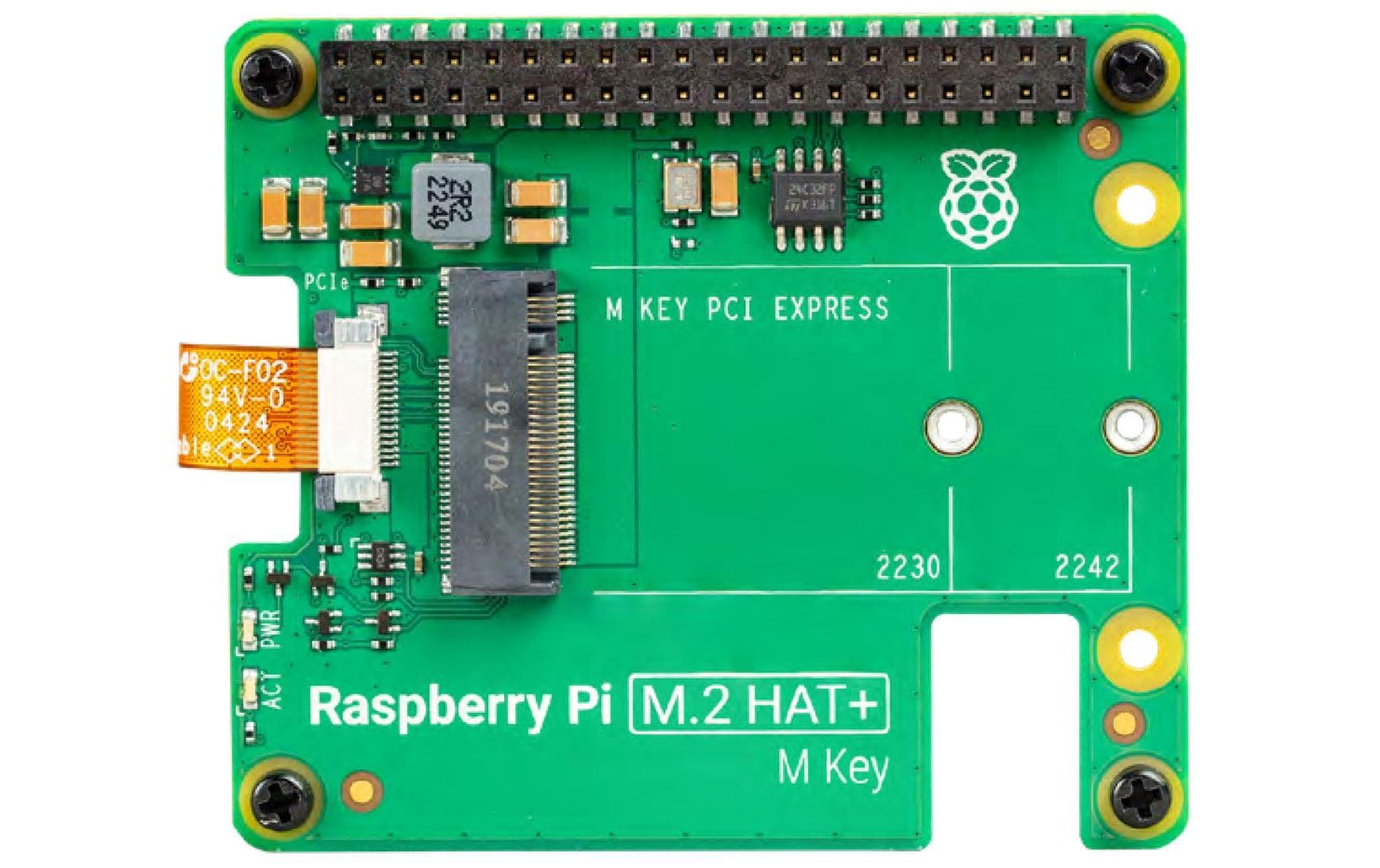 Raspberry Pi M.2 HAT+ Erweiterungsplatine für Raspberry Pi 5 Grün