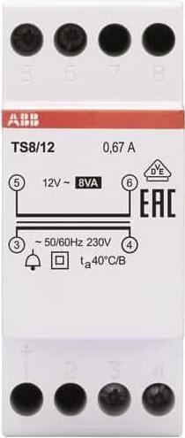 Klingeltransformator 8VA, 12VAC TS8/12 (2CSM228685R0812)