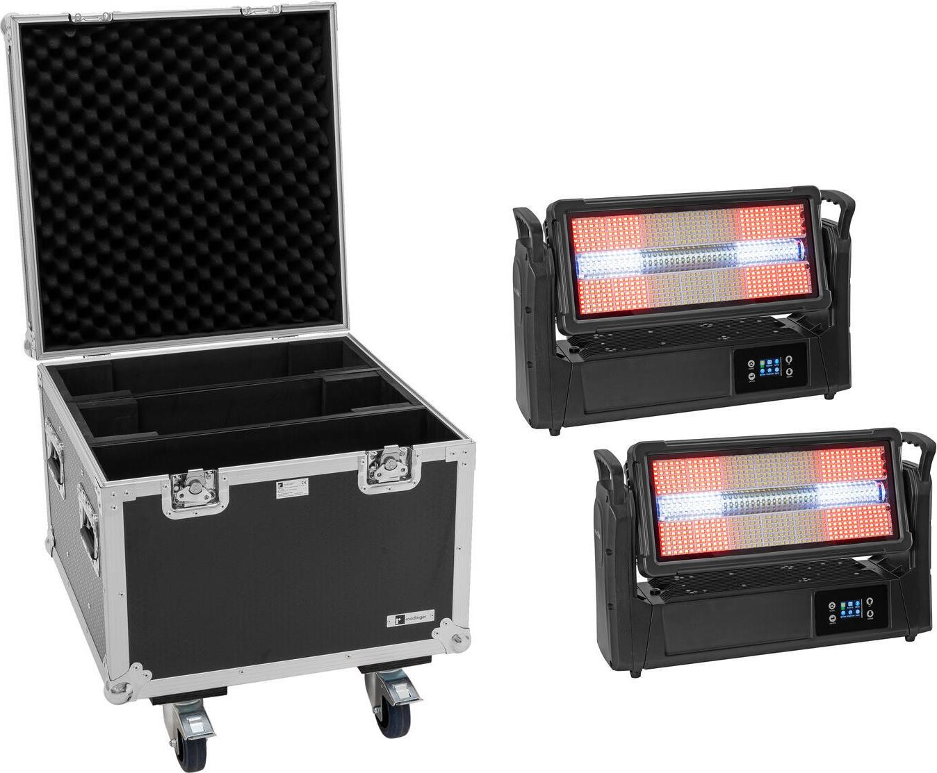 EUROLITE Set 2x LED IP Mega PIX Strobe 714 SWING IP65 Outdoor + Flightcase mit Rollen
