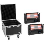 EUROLITE Set 2x LED IP Mega PIX Strobe 714 SWING IP65 Outdoor + Flightcase mit Rollen