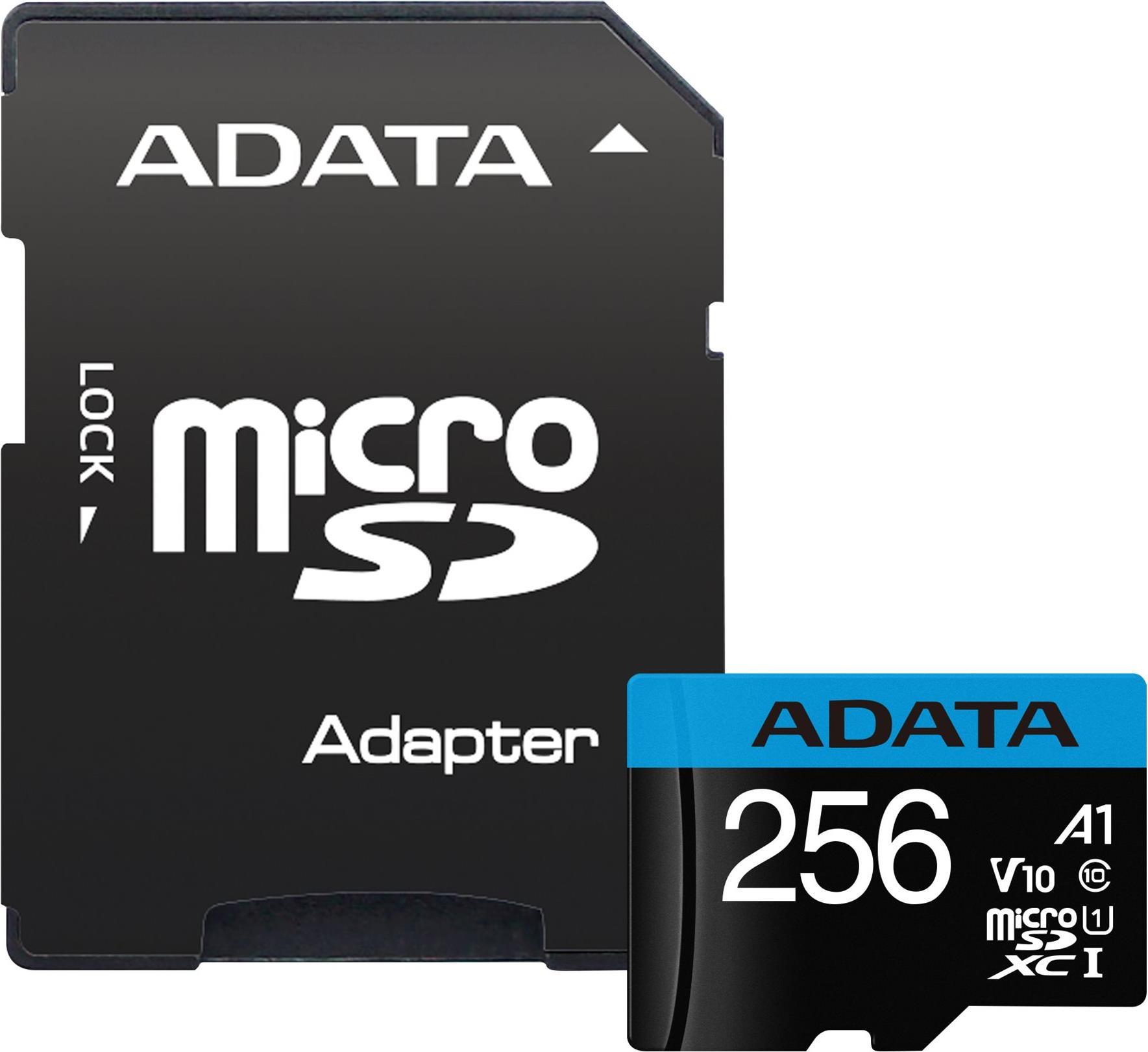 ADATA Premier Flash-Speicherkarte (microSDXC-an-SD-Adapter inbegriffen) (AUSDX256GUICL10A1-RA1)