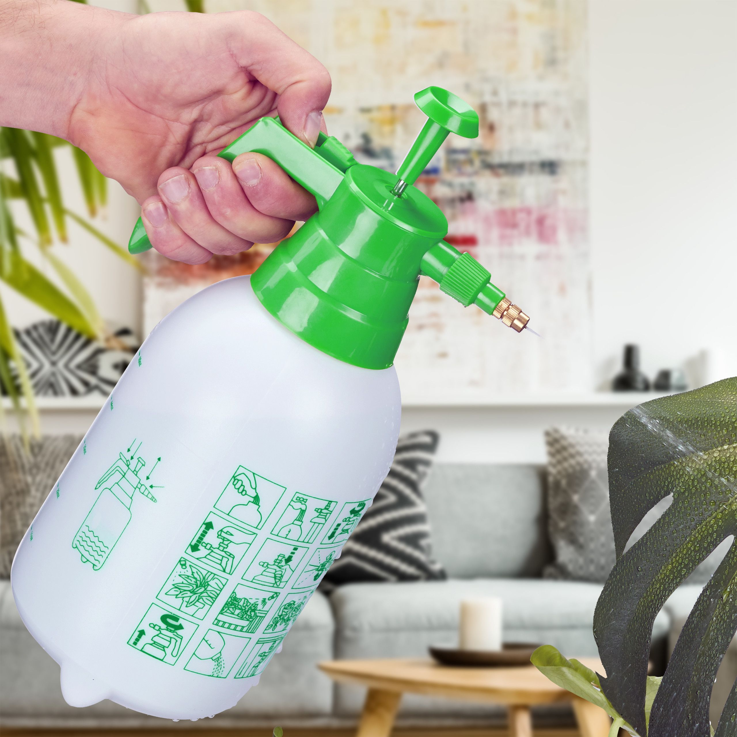 Relaxdays Pumpsprühflasche 2 L Grün/Weiß