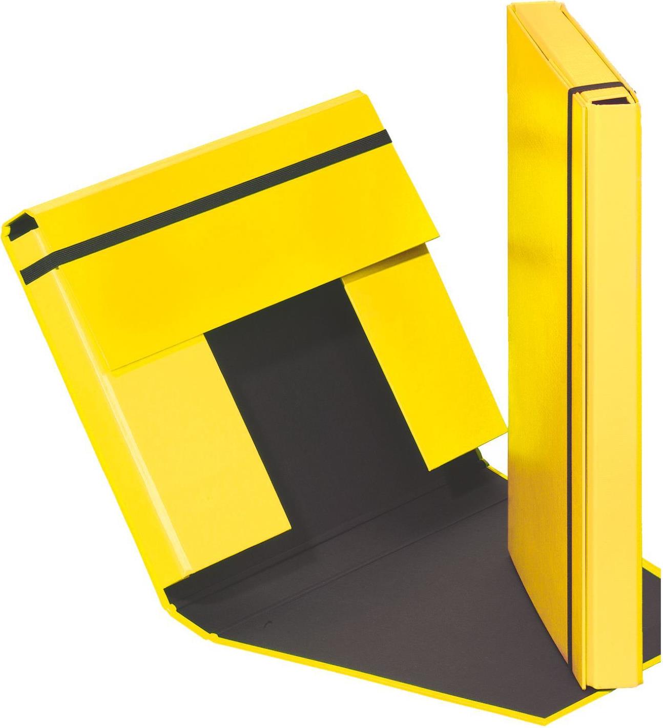 Pagna Basic Colours Heftbox A4 mit 3 Innenklappen und Gummizugverschluss Karton Gelb