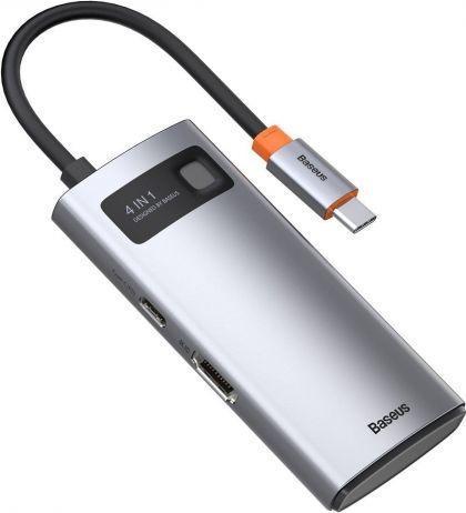 Baseus Metal Gleam Series 4-in-1 USB-C Hub Handy-Dockingstation Tablet / Smartphone Silber (CAHUB-CY0G)