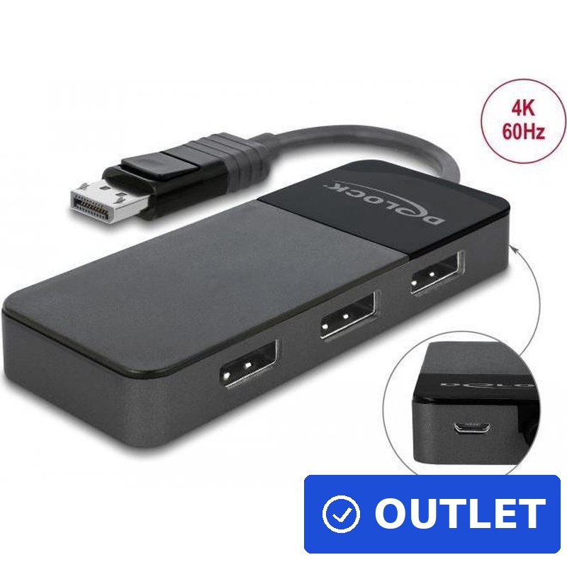 DeLock DisplayPort 1,4 Splitter 1 x DisplayPort in > 3 x DisplayPort out (87737)