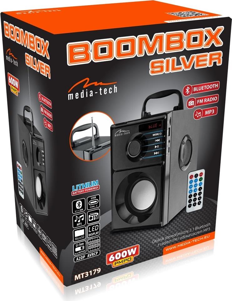 Media-Tech Boombox BT Tragbarer Stereo-Lautsprecher 15 W Bluetooth Schwarz
