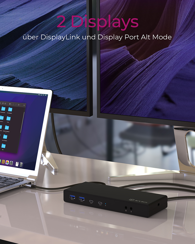 ICY BOX IB-DK2245AC Dockingstation USB-C / Thunderbolt 3 2x HDMI 2x DisplayPort Gigabit Ethernet Schwarz