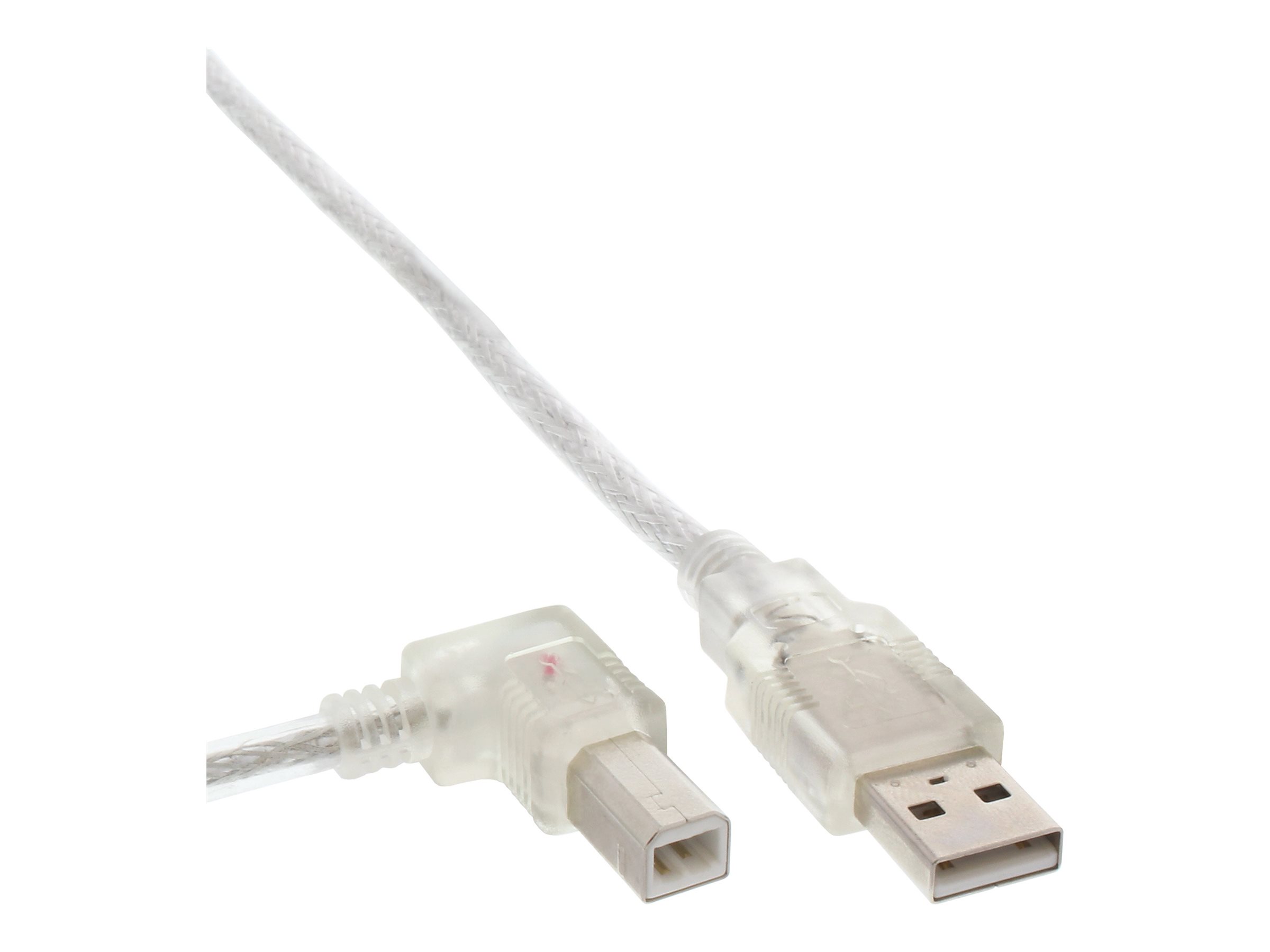 InLine USB 2.0 Kabel USB A auf USB B Links Abgewinkelt 30 cm Transparent