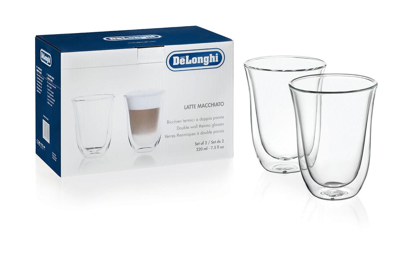 De'Longhi 2 Latte Macchiato Gläser 220 ml Transparent