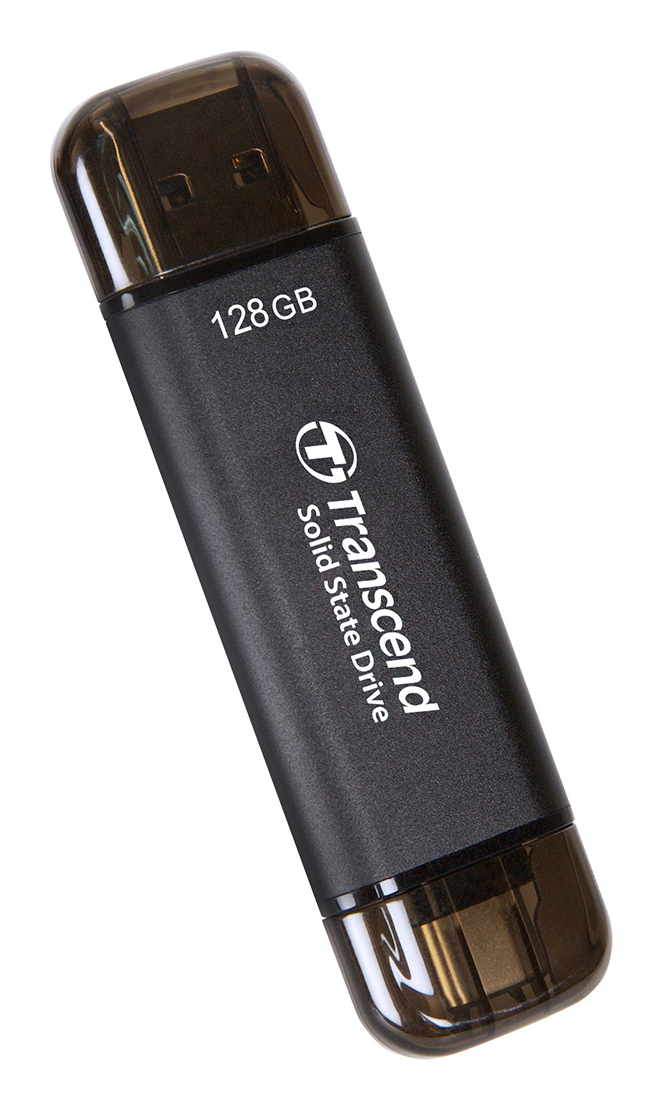 Transcend ESD310C Externe SSD 128 GB USB 10 Gbps Typ-C/A Schwarz