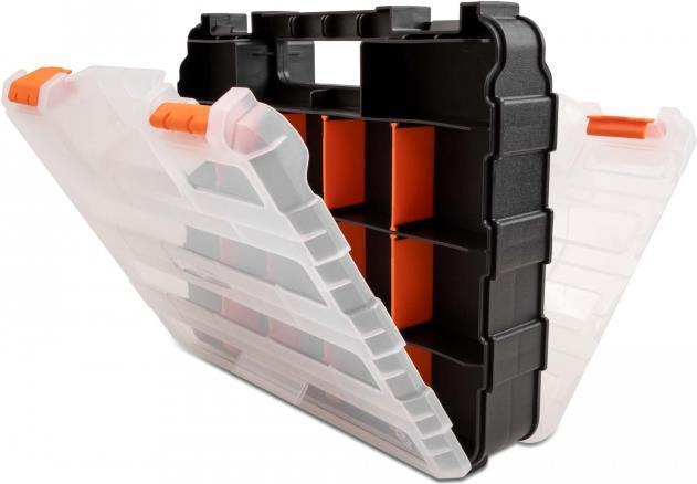 DELOCK - Werkzeugkiste - 2 x 17 compartments - Kunststoff - Schwarz, orange