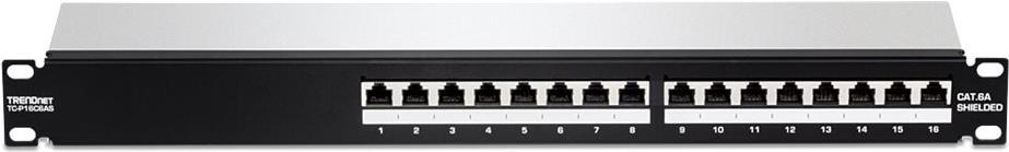 TRENDnet TC-P16C6AS Patch Panel 16-Port Cat6a Geschirmt Schwarz