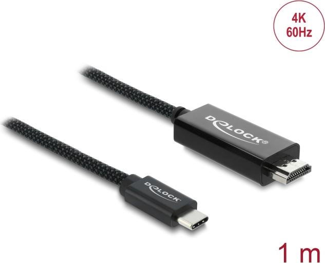 Delock Koaxiales USB Type-C zu HDMI Kabel DP Alt Mode 4K 60 Hz mit Geflechtmantel (81703)