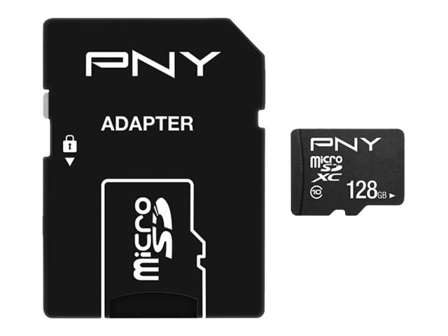 PNY Performance Plus microSDXC Speicherkarte 128 GB Class 10 mit SD-Adapter Schwarz