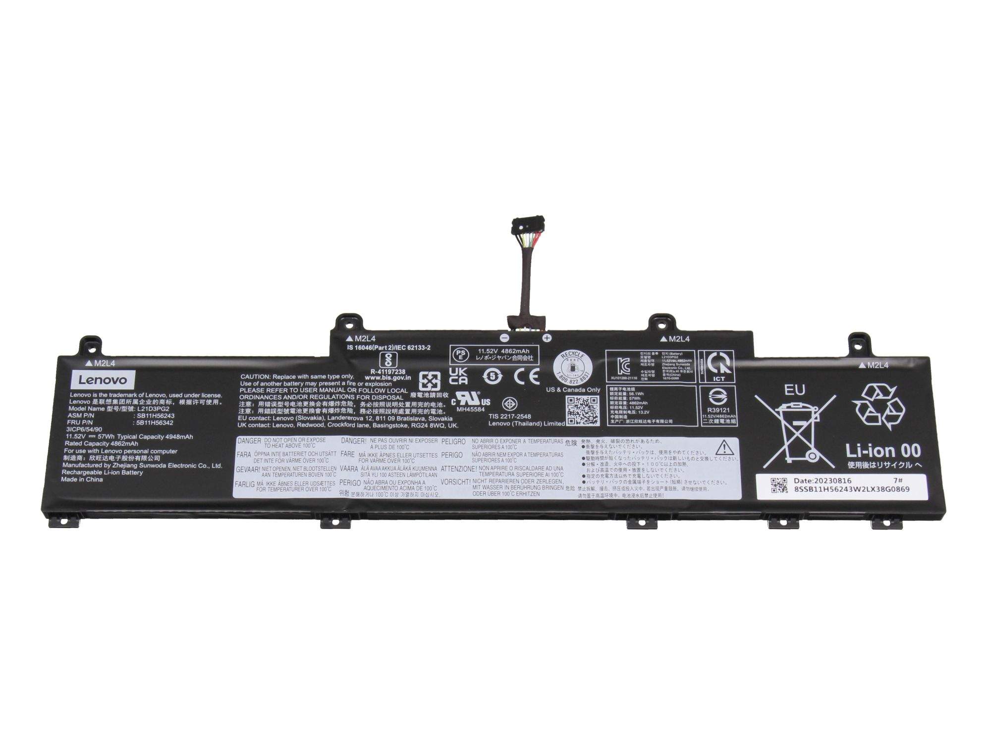 Lenovo BATTERY 3cell 57Wh 15.52V L21M3PG2 SP/A (5B11F21953)