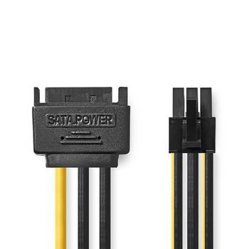 Nedis Stromadapterkabel 6-Pin PCIe Buchse auf SATA 15-Pin Stecker 0,15 m Schwarz/Gelb