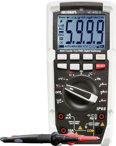 VOLTCRAFT VC-450 E Hand-Multimeter digital Strahlwassergeschützt (IP65) CAT III 1000 V, CAT IV 600 V Anzeige (Counts): 6000 (VC-450 E)