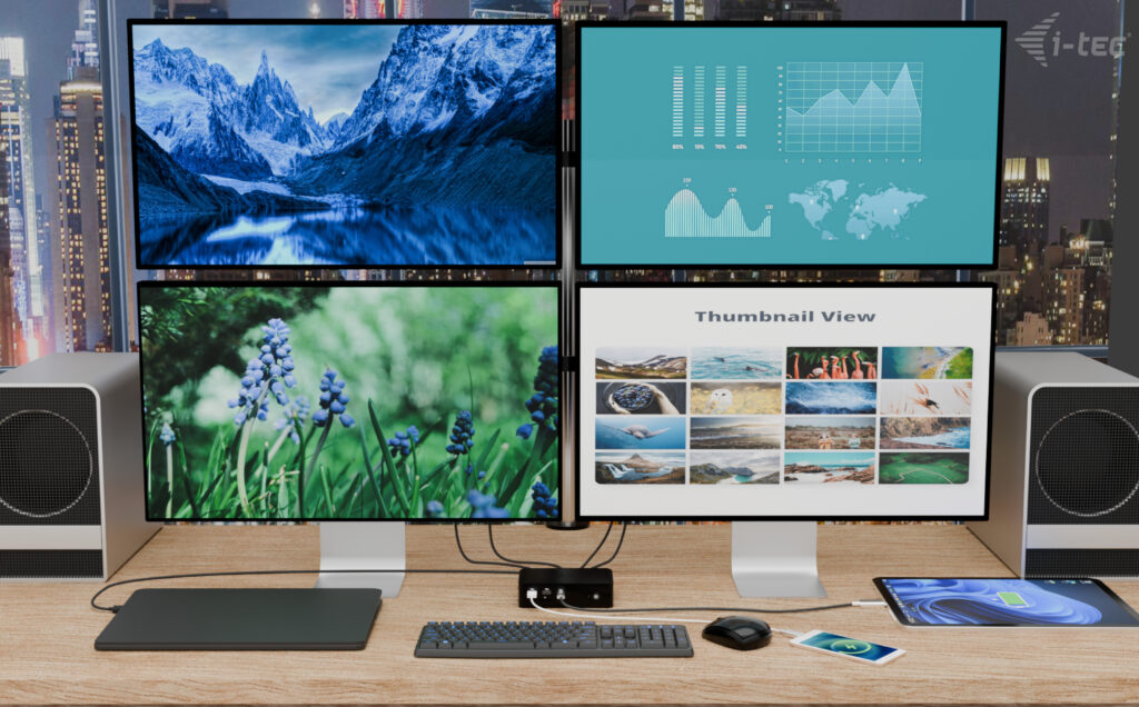 i-Tec Thunderbolt 5 Quattro Display Dock 140 W Power Delivery 2,5G LAN Schwarz